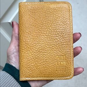 Portland Leather Goods PLG Yellow Sunflower Pebbled Leather Passport Holder NEW